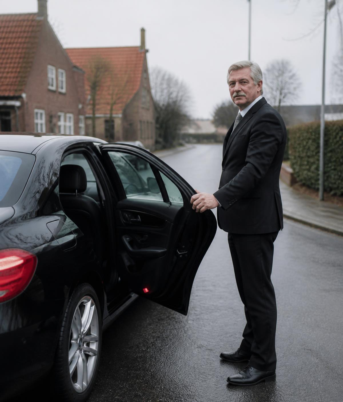 Chauffeur van NoordRit opent het portier voor een passagier